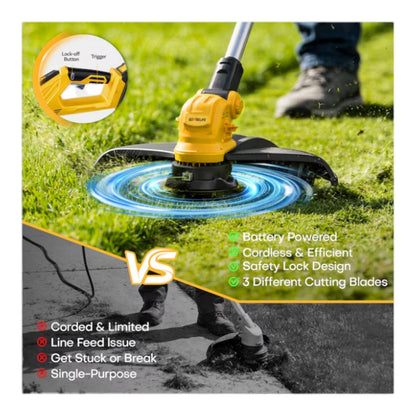 GEVEELIFE Brushless Electric Weed Wacker String Trimmer Weed Eater and Edger 15"