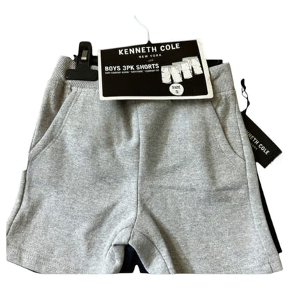 Kenneth Cole Boys 3pk Shorts | Gray, Black, Blue | Size 8, 10, 12, 14