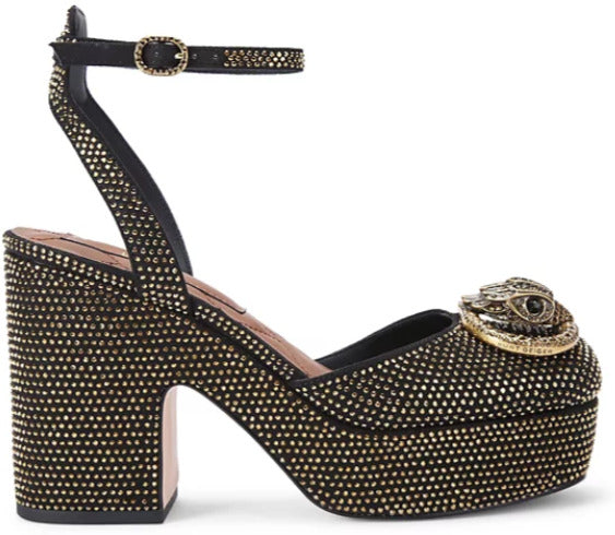 KURT GEIGER LONDON CHELSEA CLOSED PLATFORM IN GOLD COMB FABRIC