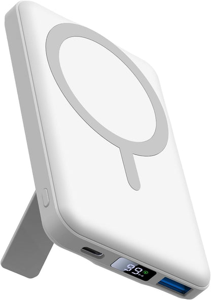 AOGUERBE MagSafe 10000mAh Wireless Power Bank Fast Charger for iPhone - White