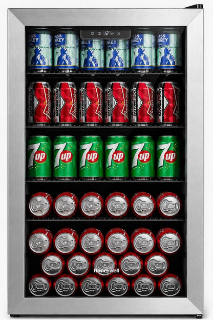 Honeywell Beverage Refrigerator and Cooler, 142 Can Mini Fridge with Glass Door