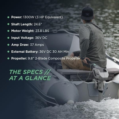Newport NT300 Electric Outboard Motor - 3HP 1300W Brushless Direct Drive