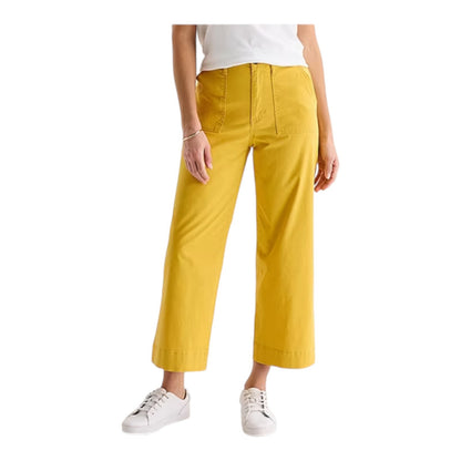 St. John's Bay Women's Wide Leg High Rise Cropped Pants Ladies | Mustard | NEW