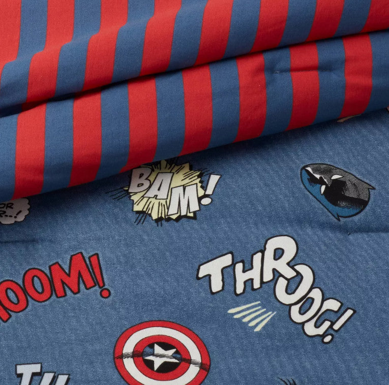 Marvel Comics  Full Comforter w/ 2 Pillowshams, Thor, Spiderman, Iron Man, Hulk