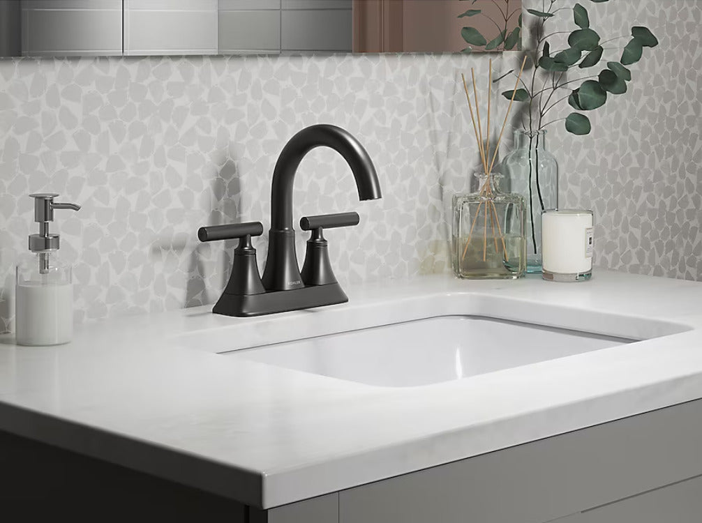 KOHLER Rill Matte Black 4" centerset Bathroom Sink Faucet w/ Drain R27953-4D-BL