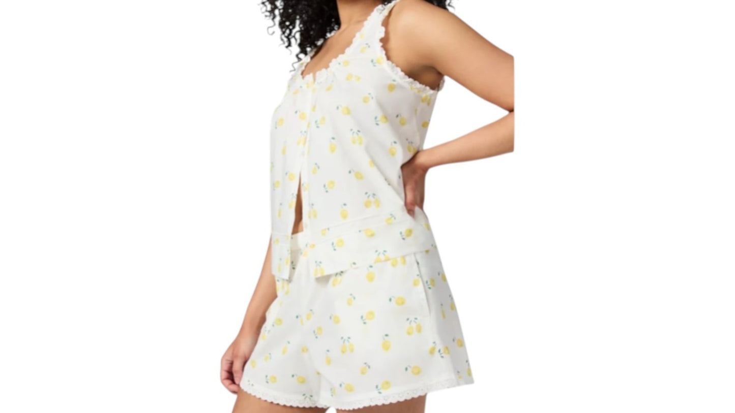 Gap 2 Piece Pajamas Set Women’s Sz Large Black Shorts Button Top Rayon Stretch