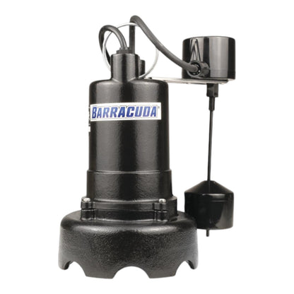 Barracuda 1/3 HP Cast Iron Sump Pump w/ Vertical Switch, BAS33V-1-10, 55 GPM