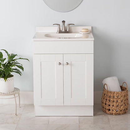 Project Source Dover 24 in White Single Sink Bathroom Vanity with White Top