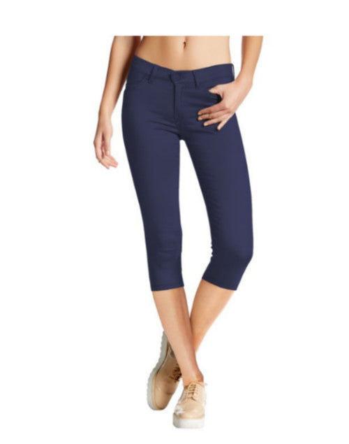 Hybrid & Co Women's Hyper Stretch Capri Jeans - Navy - Slim Fit - Denim - Travel