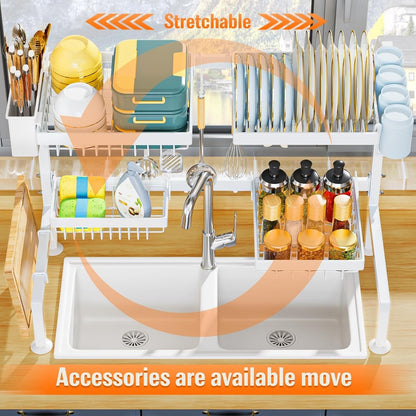 Over Sink Dish Drying Rack, Expandable Large Drying Rack, Suitable 4 Most Sinks