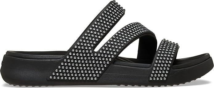 Crocs Getaway Gems Strappy Black Rhinestone Slide Sandals Womens 9 - 212584-001