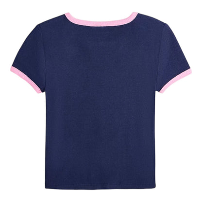 Epic Threads Little & Big Girls Rib Baby Tee - Medieval Blue & Pop Pink