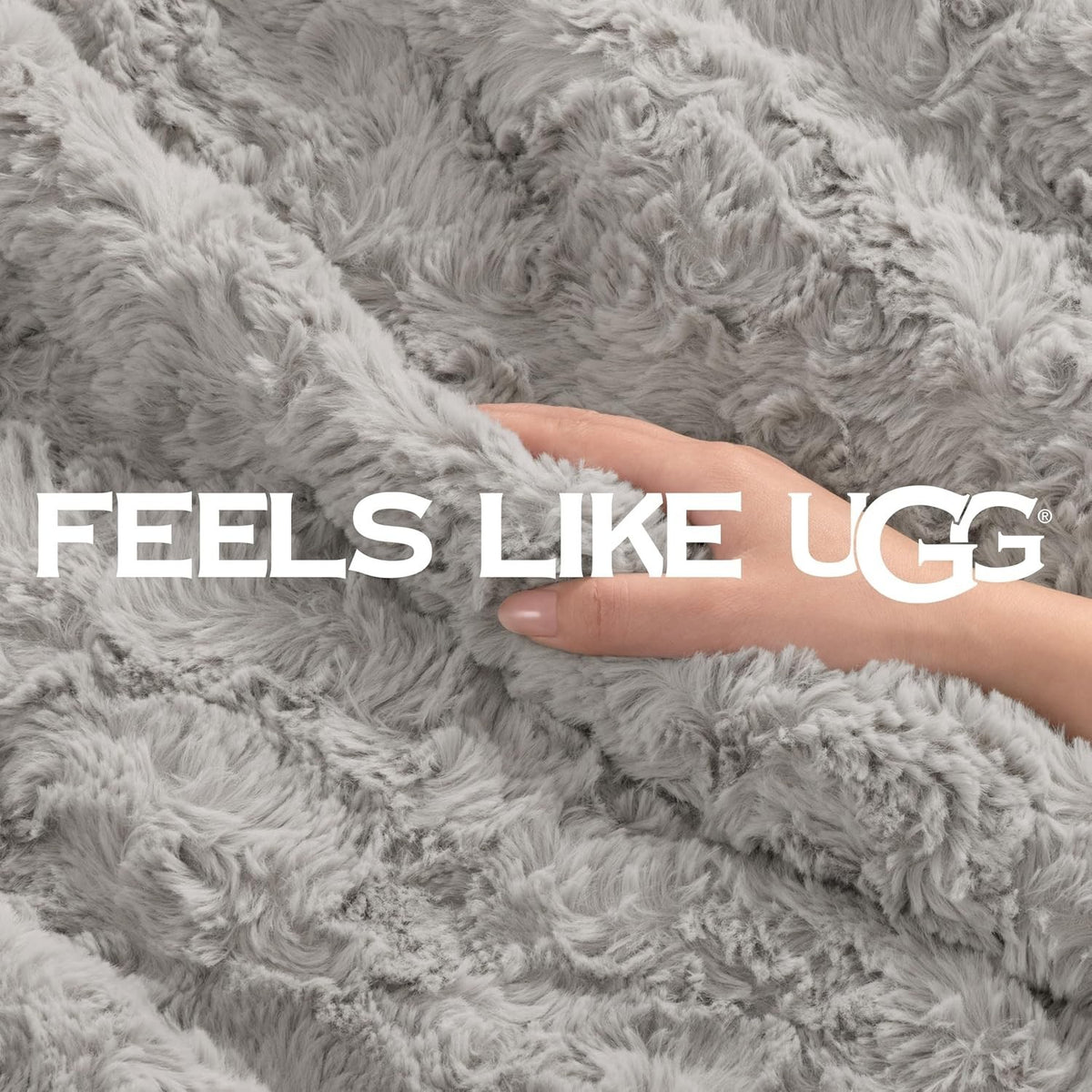 UGG Adalee Throw Blanket for Sofa, Faux Fur Blanket, 50" x 70", Seal Grey