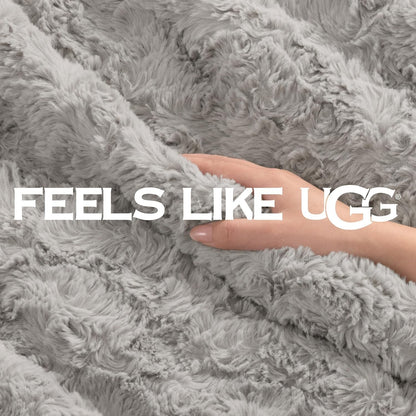 UGG Adalee Throw Blanket for Sofa, Faux Fur Blanket, 50" x 70", Seal Grey