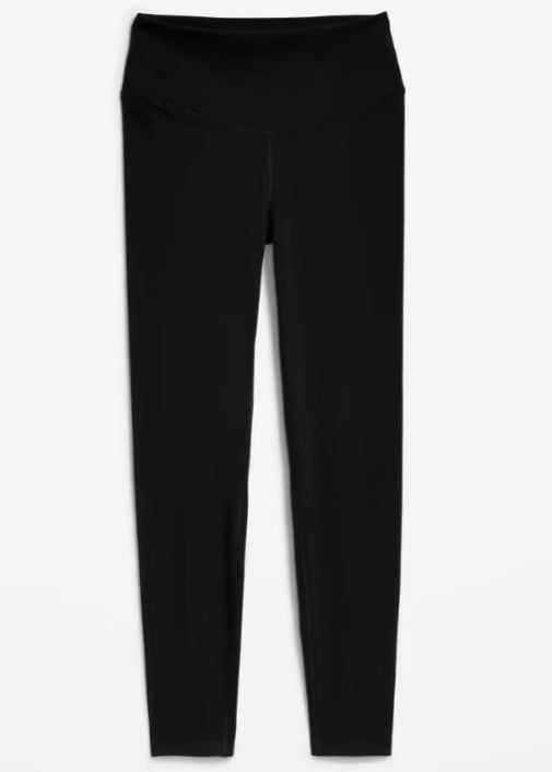 Old Navy Women's High-Waisted PowerChill 7/8 Cotton Leggings (Black)