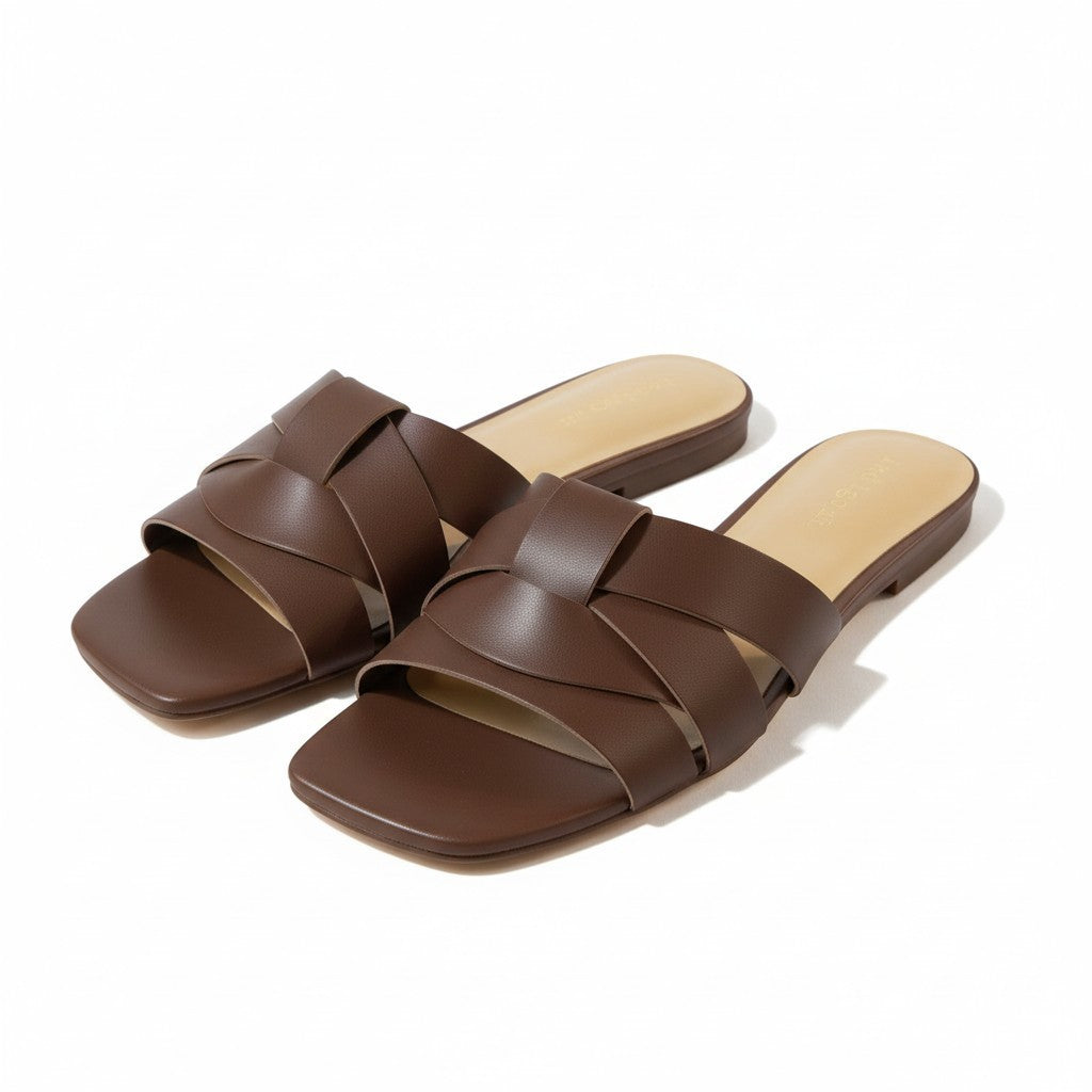 Indigo Rd Woman’s Flyta Flat Sandals New Faux Leather Brown