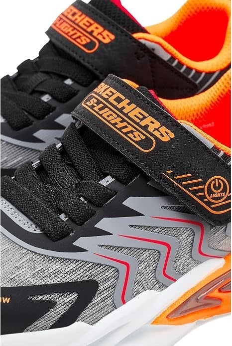 NEW BOYS SKECHERS S LIGHTS FLEX GLOW ULTRA PRISM PACER Black/Charcoal MESH Shoes