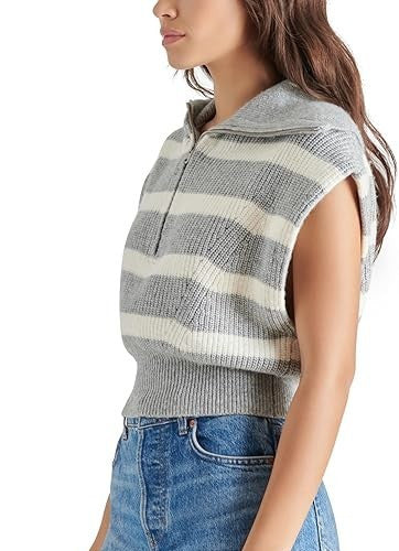 Steve Madden Women's Apparel Marant Sweater Grey and White