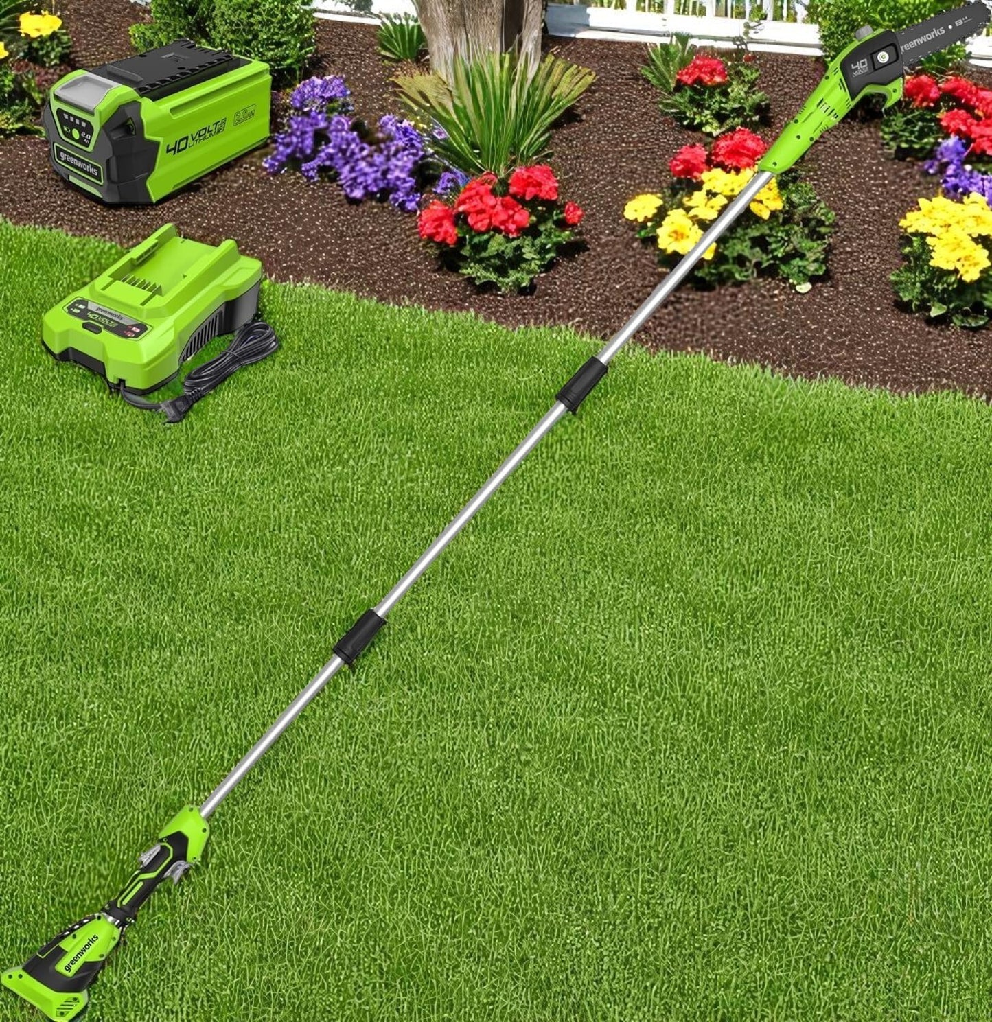 Cordless Polesaw Aluminum 8-Inch Battery Powered Extendable Easy Use Trimming