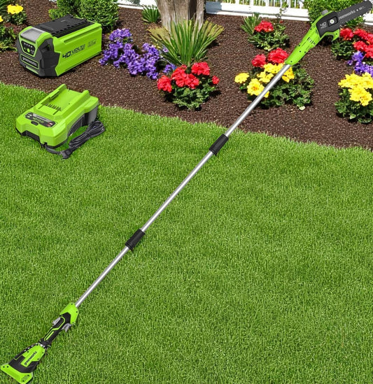Cordless Polesaw Aluminum 8-Inch Battery Powered Extendable Easy Use Trimming