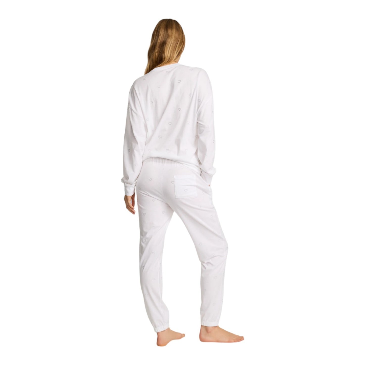 New VICTORIA'S SECRET 100% Cotton Shine Long Pajama Set White w/ Bling (S)