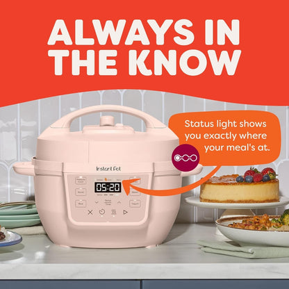Compact 4QT Multi-Cooker, Pressure Cooker, Slow Cooker White Instant Pot