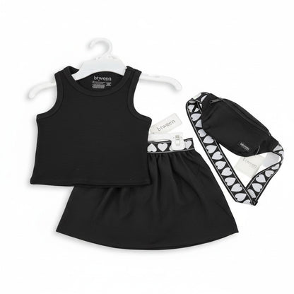 btween Active Black Tank Top & Pleated Skort Set, Girls