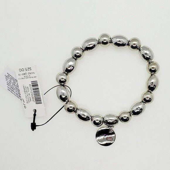CHICO'S SHINE SILVER-TONE MEDALLION STRETCH BRACELET