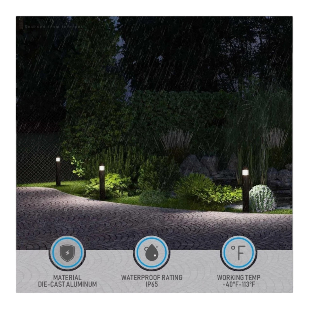 LEONLITE 3CCT LED Bollard Landscape Pathway Light 43" 14W/19W/24W Adjustable ...