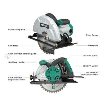 Hoteche Circular Saw 4-HP Compact Portable Table Saw with Saw Blade 10 & 12 inch