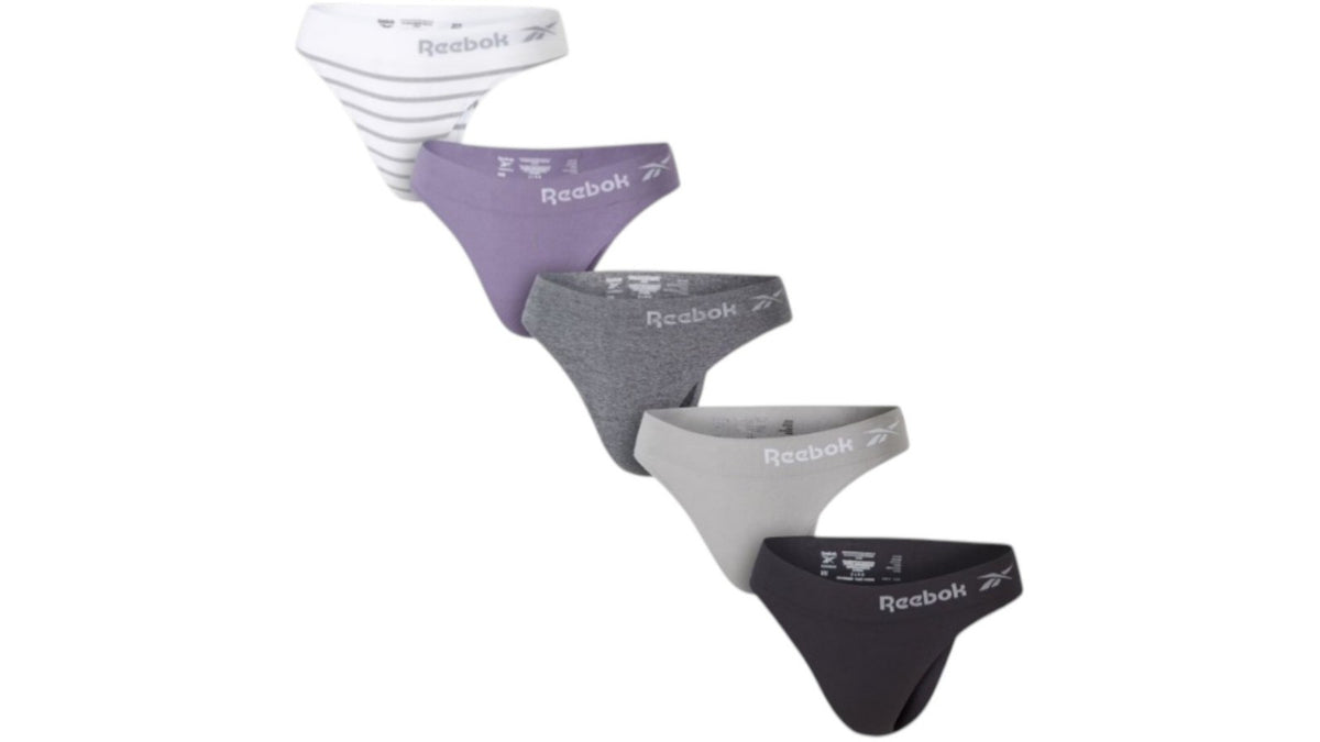 Reebok Women's Underwear - Seamless Thongs 5 Pack - Assorted - XL