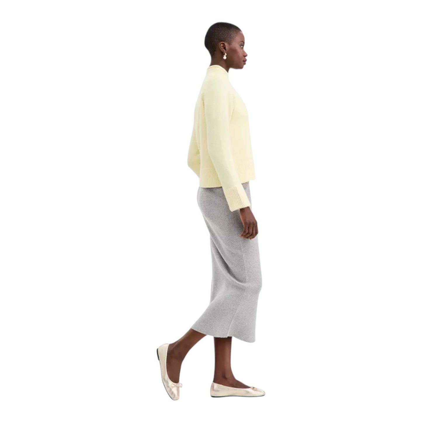 On 34th Women's  Gray Midi Bodycon Pencil Skirt Ribbed Sweater Knit