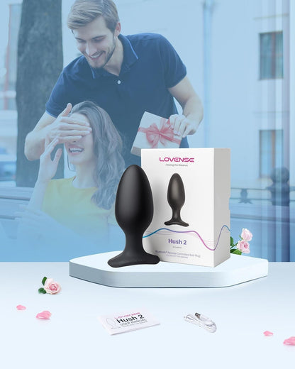 Lovense Hush 2 Rechargeable App Compatible Vibrating Anal Plug 2.25in