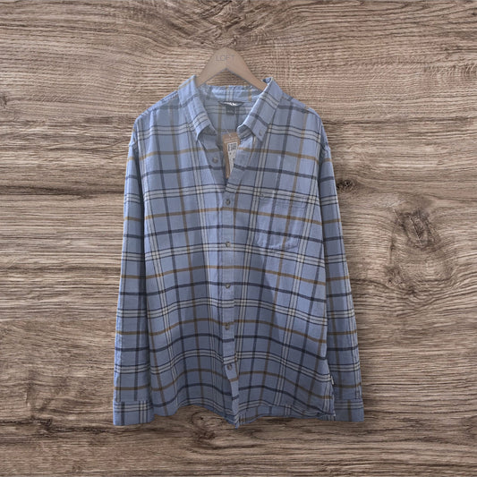 Eddie Bauer Men's Field Flannel Long Sleeve, Lt Harbor, 2XL