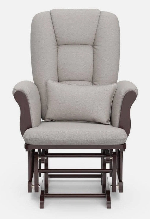 StorkCraft Tuscany Custom Glider and Ottoman in Espresso and Taupe