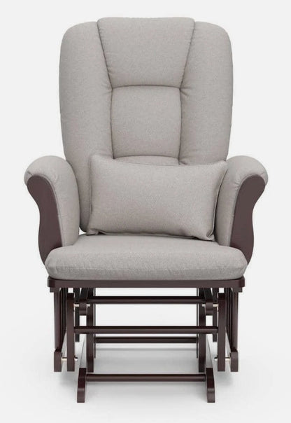 StorkCraft Tuscany Custom Glider and Ottoman in Espresso and Taupe