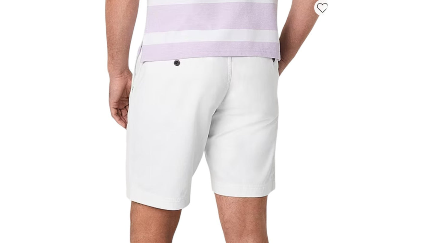 St. John's Bay Men's 9" Mid Rise Stretch Fabric Chino Shorts White Size W34