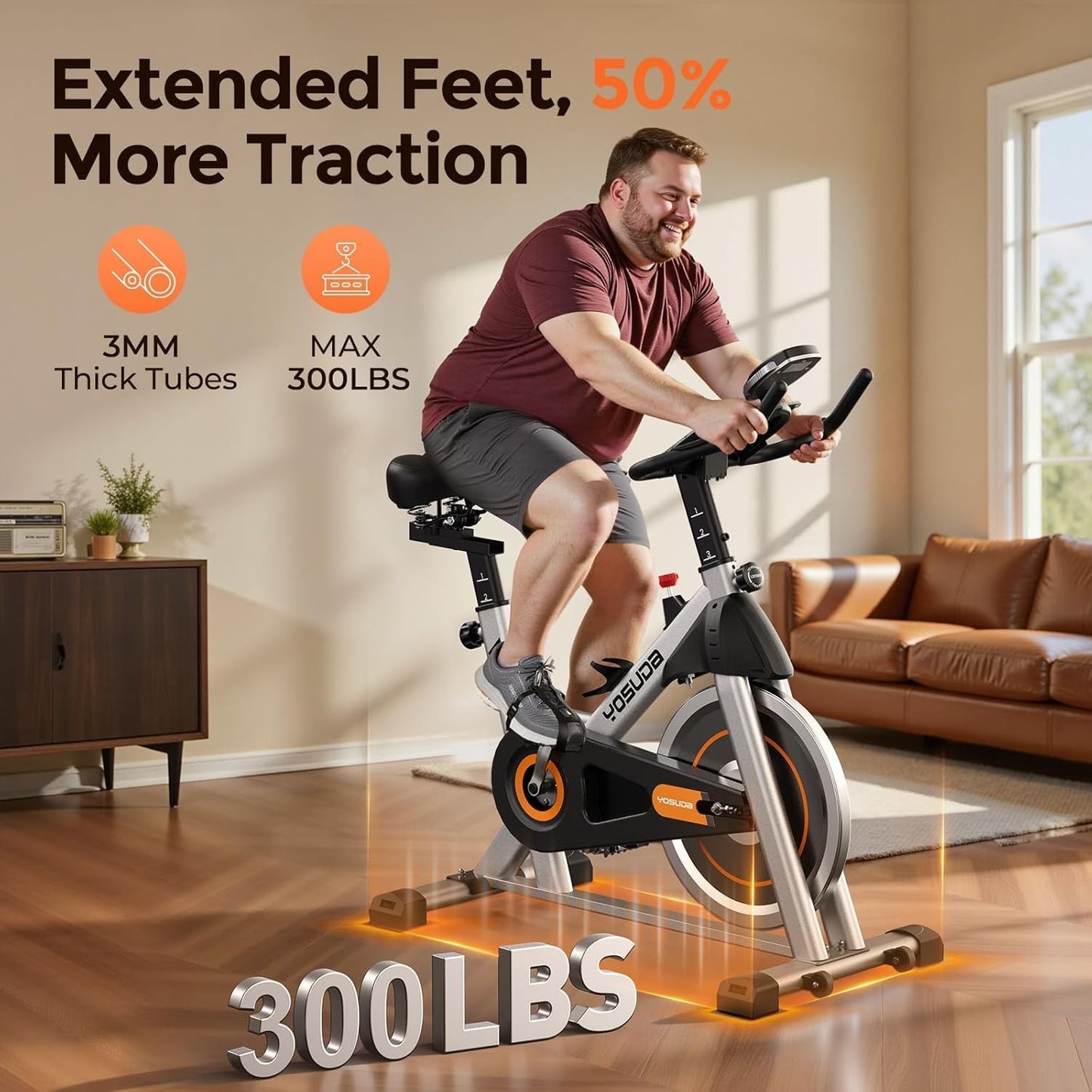 YOSUDA Exercise Bike, Brake Pad Stationary Bike for Home with Exclusive App,