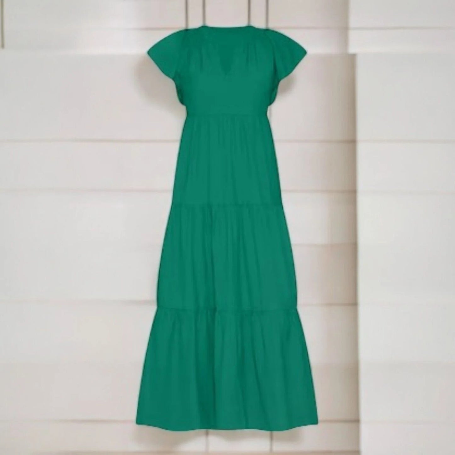 Calvin Klein Women's Flutter Sleeve Tiered Dress, Meadow, Various