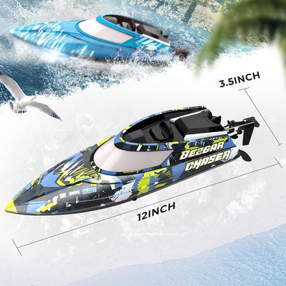 BEZGAR TX2P1, 2 Packs 30 KPH RC Boats with Suitcase - 2 Boats & Remotes Included
