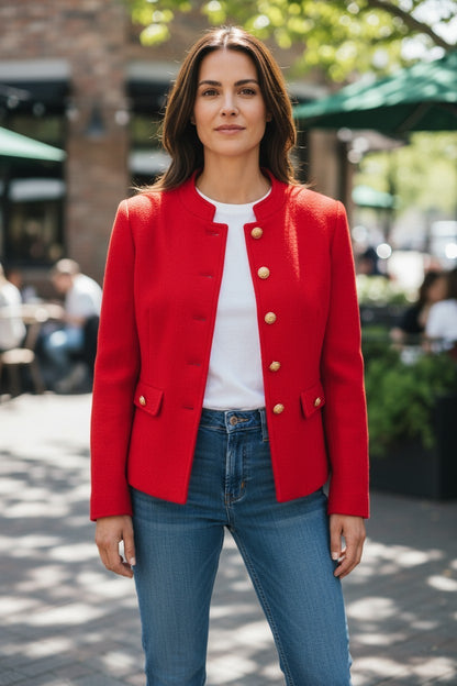 NWT Talbots Women's Red Short Wool Peacoat - Color: Red Pop - Sizes 2-14