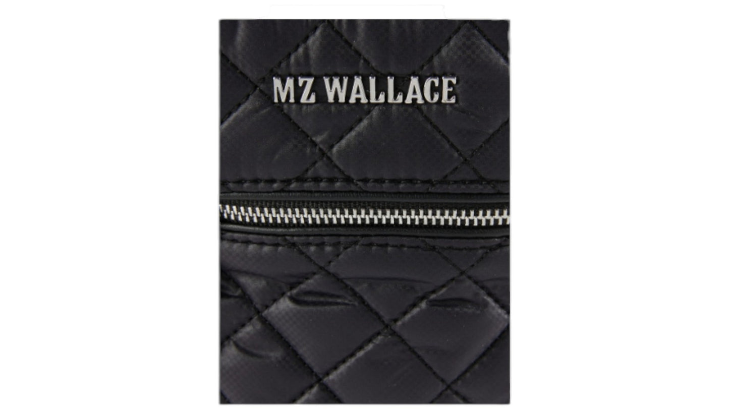 MZ Wallace Micro Crosby Crossbody Bag with Chain Strap - Black Quilted Nylon