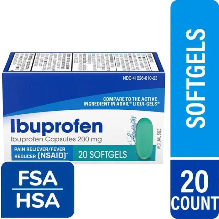 Equate Ibuprofen Softgel Capsules, 200 mg, 20 Count