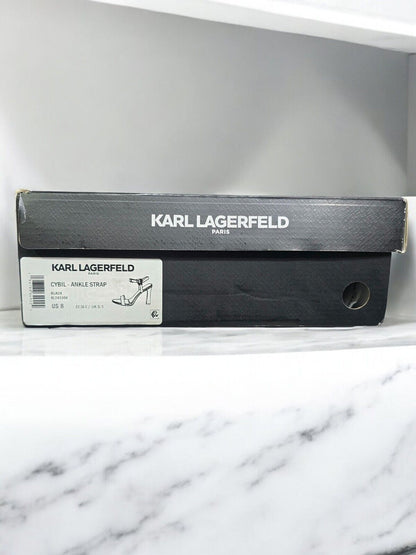 Karl Lagerfeld Cybil Ankle Strap Sandal (Women)- Black, US 8