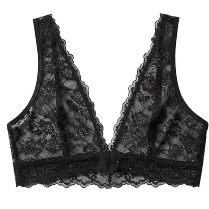 Victoria's Secret Lace Wireless Bralette, Black & twinkle, Soft Stretch Comfort