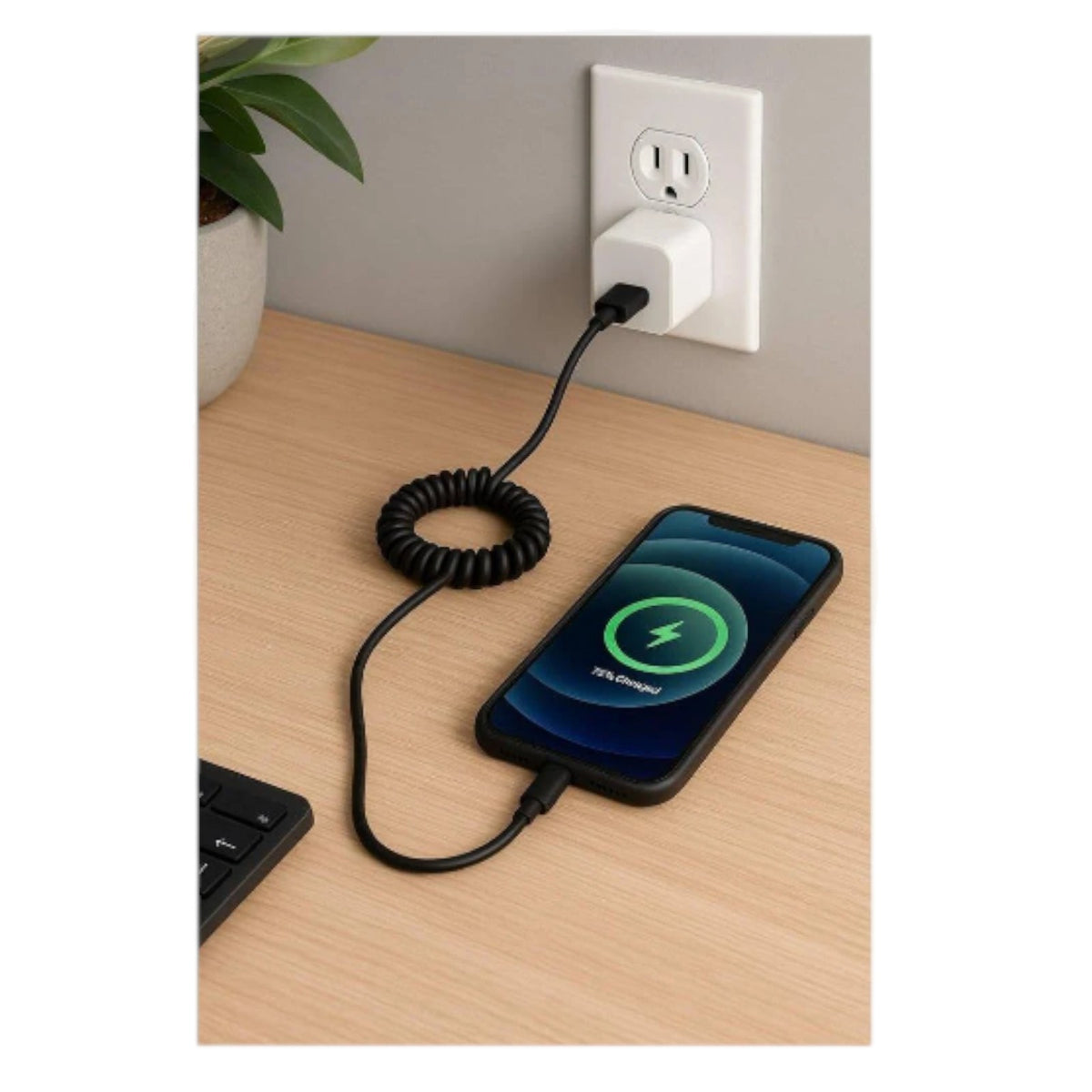 Tech & Go 3 ft Coiled Cable, 131 0359 TG3, USB to ⚡, for iPod, iPhone, iPad