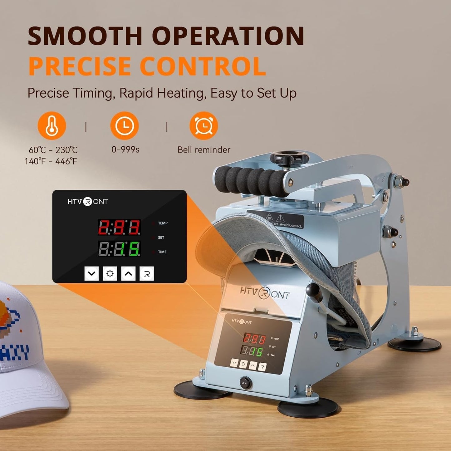 HTVRONT Manual Hat Heat Press Machine 2-in-1 for Caps/Hats Sublimation Printing