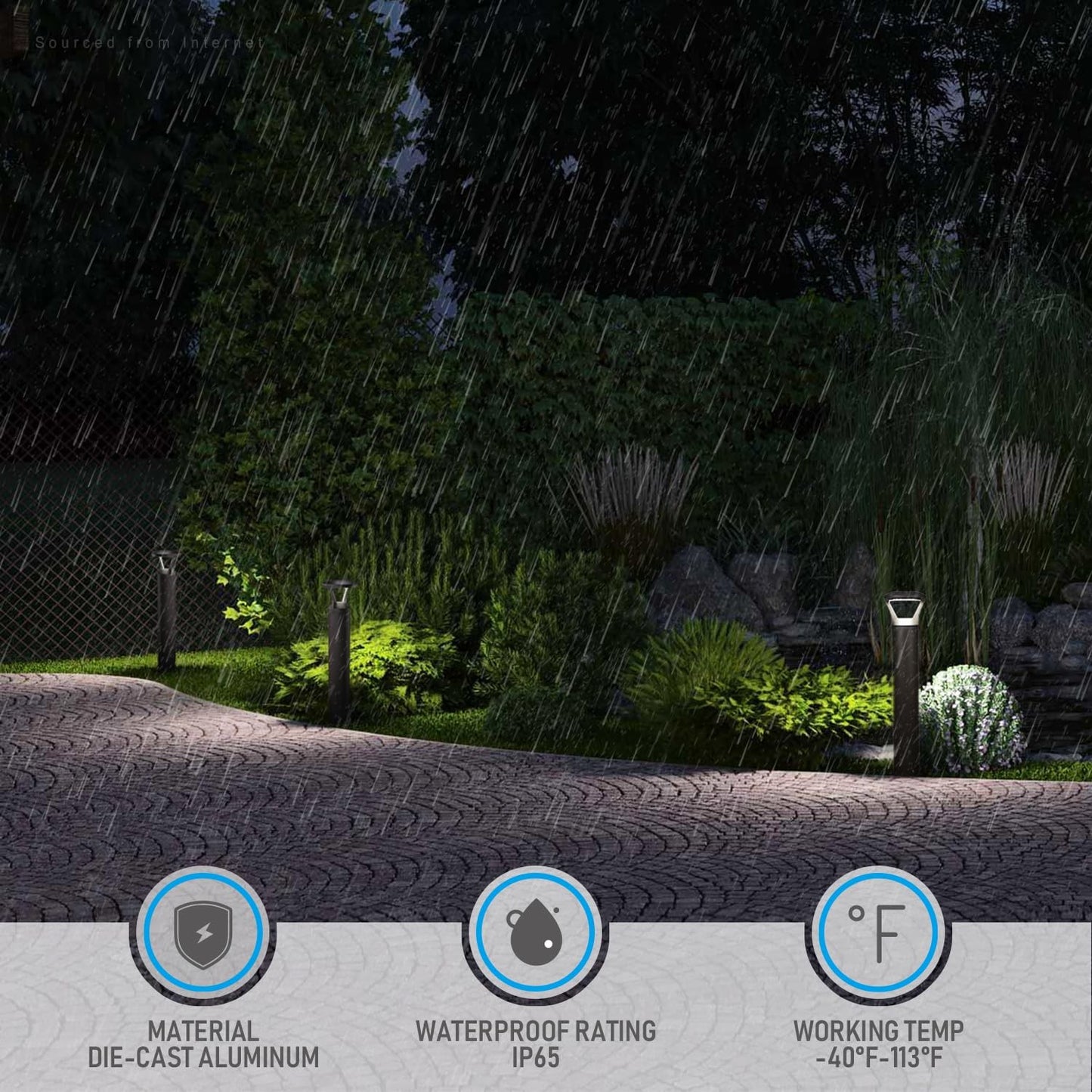 LEONLITE 3CCT LED Bollard Landscape Pathway Light, 42" 14W/19W/24W Adjustable Wt