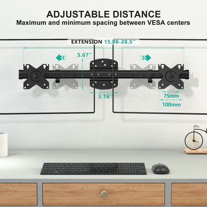 Dual Monitor Wall Mount Single to Double Bracket Adapter Horizontal Assembly ...