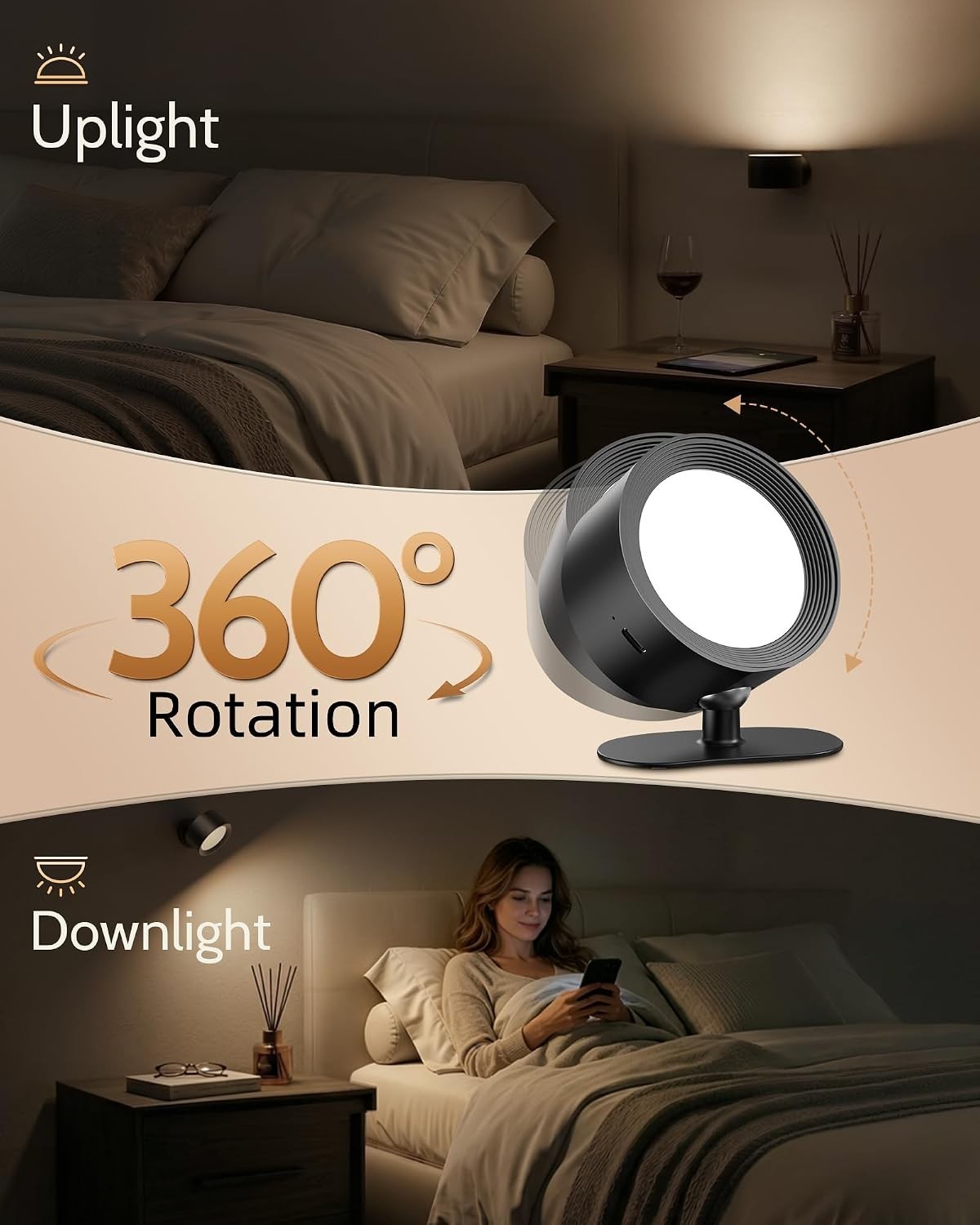 Rechargeable Wall Sconces with Remote, Magnetic Wall Lights, Black, 3 Color Temp